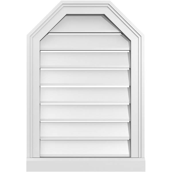 Ekena Millwork Octagonal Top Surface Mount PVC Gable Vent w/ 2"W x 2"P Brickmould Sill Frame, 18"W x 26"H GVPOT18X2603SF - main